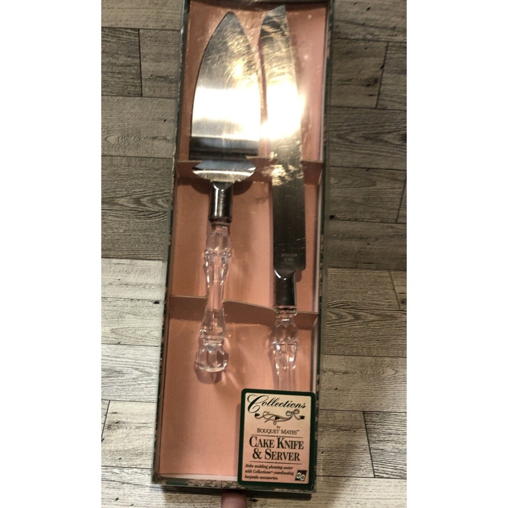COLLECTIONS Bouquet Mates Cake Knife & Server Faux Crystal Handles‎ Stainless